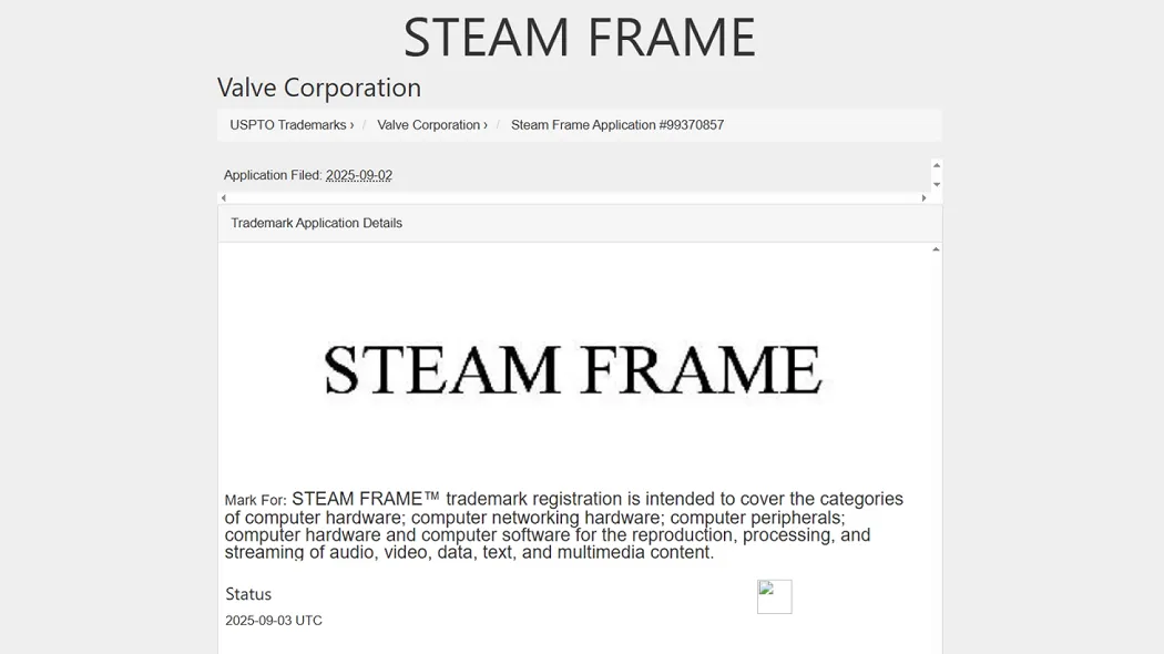 В сети обратили внимание, что Valve зарегистрировала товарный знак Steam Frame