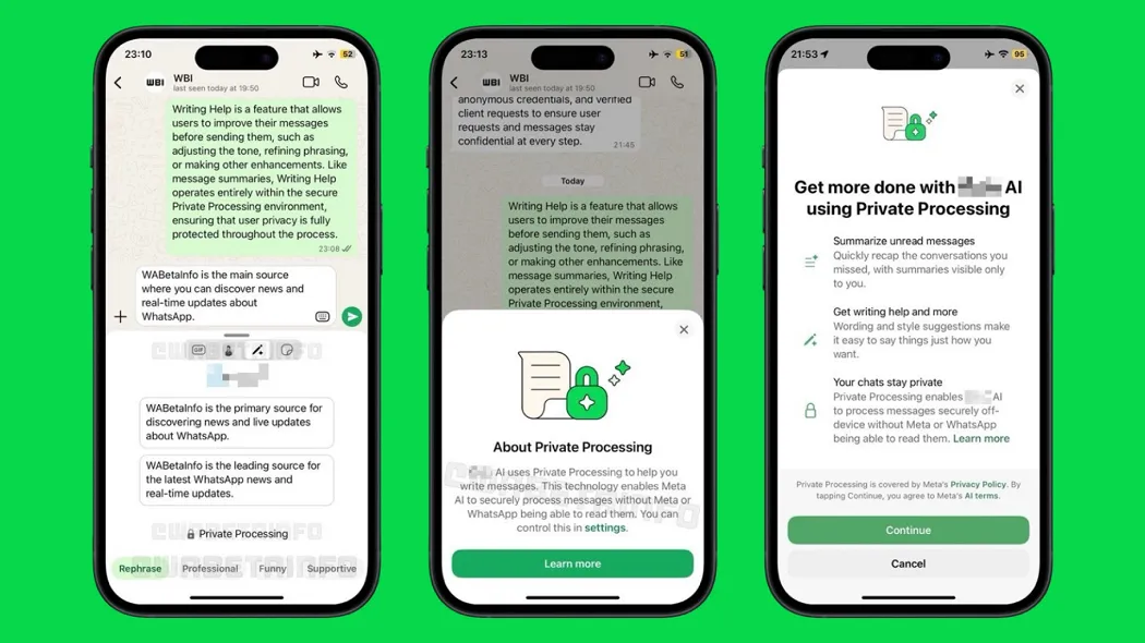 WhatsApp тестирует AI-помощника в написании сообщений для iPhone
